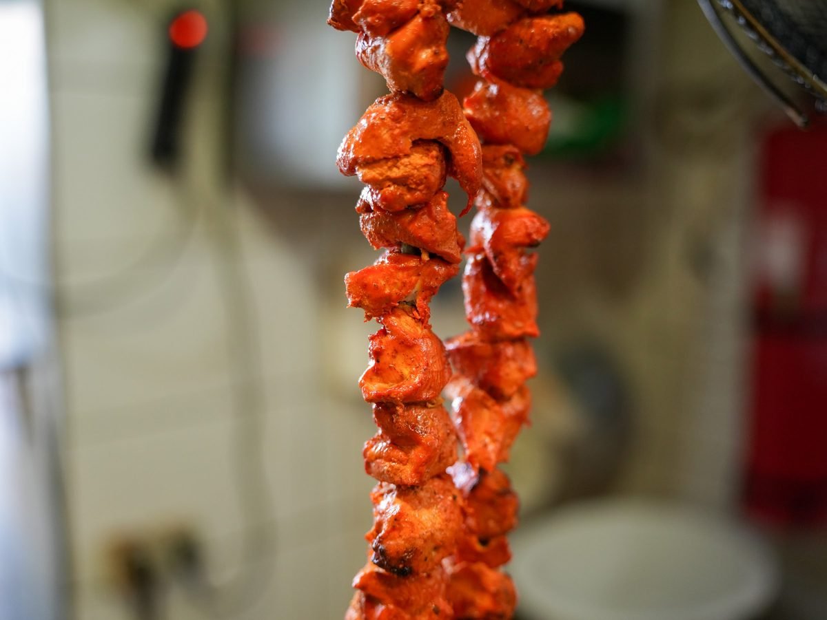 Chicken skewers fresh from the tandoor